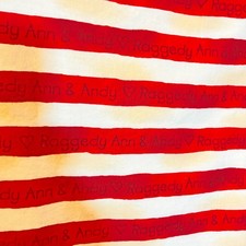 Primitive Raggedy Ann  Andy Red  White Stripe Cotton Faux Tea Dye Fabric OOP