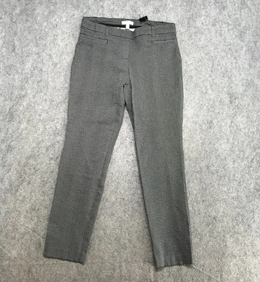 Lila Rose Pants Womens 6 Ponte Black White Print Slim Ankle Pull On No Pockets
