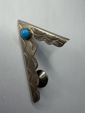 Vintage Sadie Randolph Navajo "Grandmother" Turquoise and Sterling Collar Tip