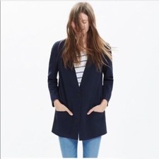 Madewell Flatiron navy blue blazer suit Jacket classic women s medium EUC read