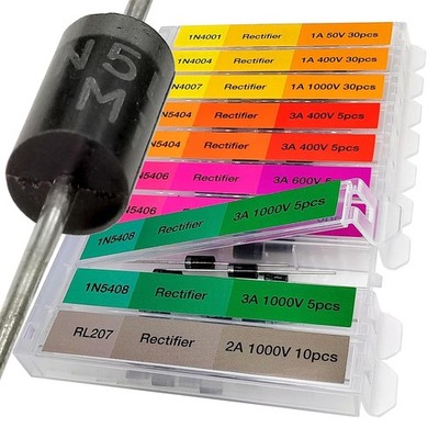 130 pcs 7 Value Rectifier Diode Kit Diode Assortment Kit Contains Pack of Assor