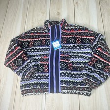 DSG Cozy Fleece Full Zip Jacket Funky Fair Isle Pattern Girls Size M 10-12 New