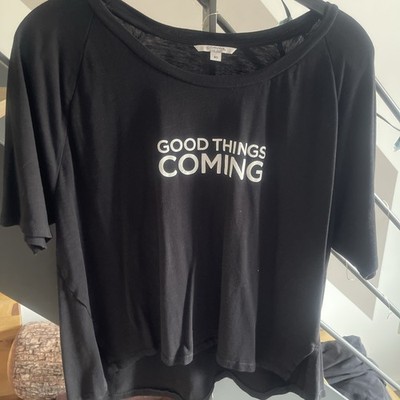 Comma Shirt Damen Mit Aufdruck Gr. 40 Schwarz Und Weiße Schrift