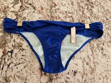 Victorias Secret The Hottie Cheeky Swim Bikini Bottom Gold Logo New Blue