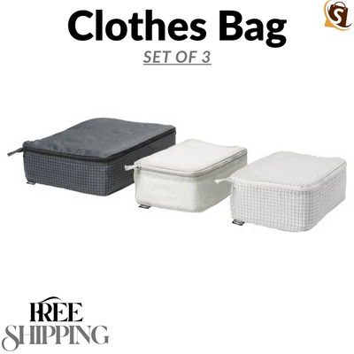 NEW IKEA RENSARE Clothes Bag Storage Bag cube Set of Grey/Black