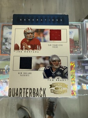 2005 Donruss Throwback Threads Joe Montana Tom Brady Generations GU Jersey #/50