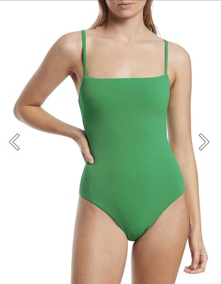 JETS Australia Isla Rib Minimal Tank One-Piece Green Swimsuit Size US 8 NWT