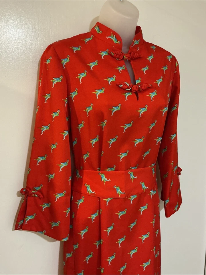 Maxi Vestido Vintage Años 70 Rojo Jamison Boutique Pavo Real S/M Foto 3 de 4