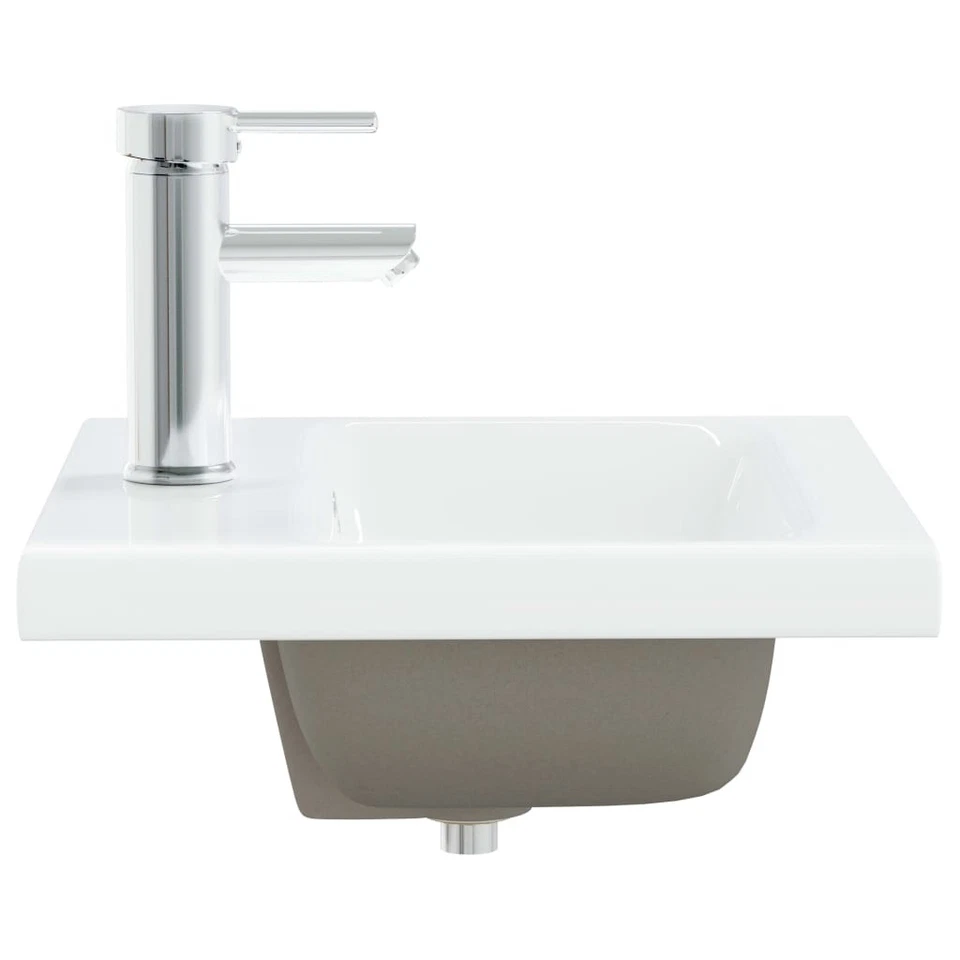 Lavabo empotrado de cerámica blanca con grifo 42x39x18 cm para decoración de baño Foto 4 de 4