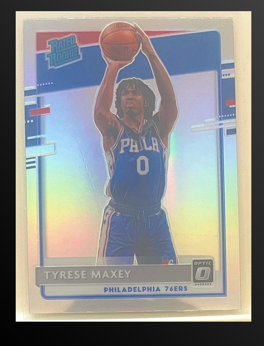 2020-21 Panini Donruss Optic Tyrese Maxey Rated Rookie Holo Prizm RC #171 Sixers