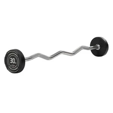 Titan Fitness 30 LB Rubber EZ Curl Fixed Barbell, Pre-Loaded Weight Bar