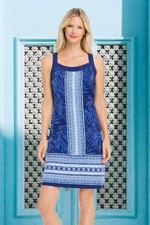 Tommy Bahama Kona Floral Stripe Dress Womens Large Blue Sheath Above Knee