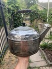 Antique Chrome ? Teapot Wooden Handle No Marking 12x12”