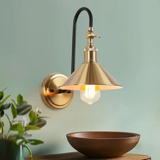 KSANA Modern Black Gold Wall Light Fixture, Adjustable Brass Wall Mount Sconces