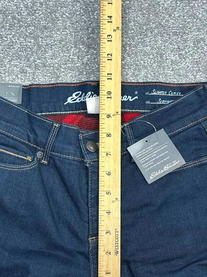 Eddie Bauer StayShape Fleece Lined Jeans Womens 0 Blue Slightly Curvy 27x31 New - Image 4 of 4