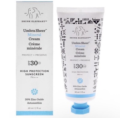$36 DRUNK ELEPHANT UMBRA SHEER Mineral Cream SPF 30 SUNSCREEN 2 Oz/60ml Read Exp