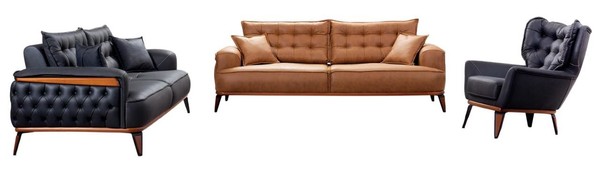 Elegantes Wohnzimmer-Set 2X 3-Sitzer Sofa Bequemer Sessel Modern-image
