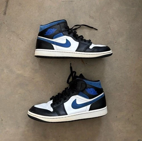 Nike Air Jordan Mid White Black Blue Racer 554724-140 Sneaker Mens 10.5