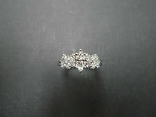 3.0 Ct Marquise Cut Simulated Diamond Engagement Ring in 14k White Gold Plated - Picture 3 of 9