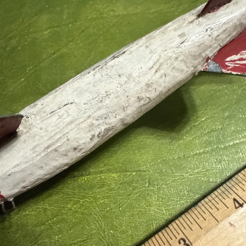 Antique Hand Made White & Red Wooden Spear Fish Decoy Ice Fishing Lure Folk Art - Picture 10 of 14