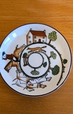Vintage Wedgwood Jagdszene kleiner runder Teller/Schmuckschale/Tablett - 4 Zoll