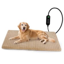 Cat Heating Pad, Waterproof Heated Cat Dog Bed with Large : 35"x24" Brown