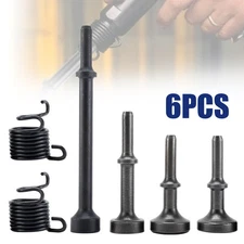 6Pcs Smoothing Pneumatic Air Hammer Pneumatic Chisel Bits with Spring Tools Kit