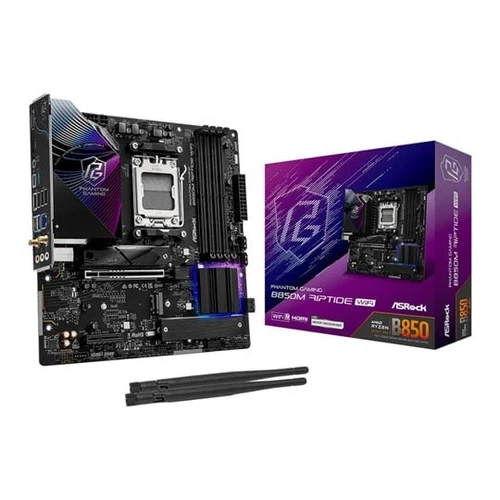 ASRock B850M Riptide WiFi, AMD B850, AM5, DDR5, PCIe 5.0, 3x M.2, 2.5G/WiFi 7, U