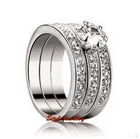 White Gold Plated Made with Swarovski Crystals Wedding Eternity Ring Set R184
