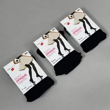 HANES (3 PACK) Style Silky Opaque Tights Non-Control Top Women's M/L Black 63977