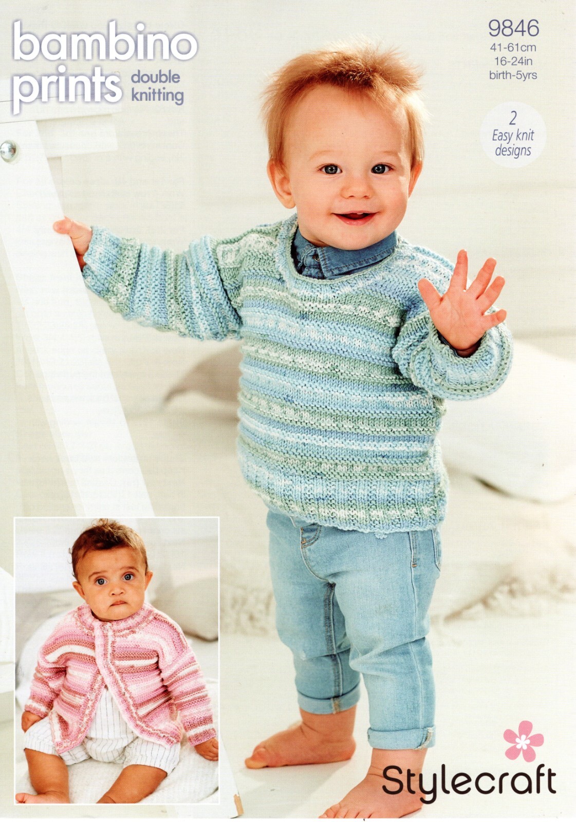 Stylecraft Baby DK Knitting Pattern - 9846 Cardigan & Sweater