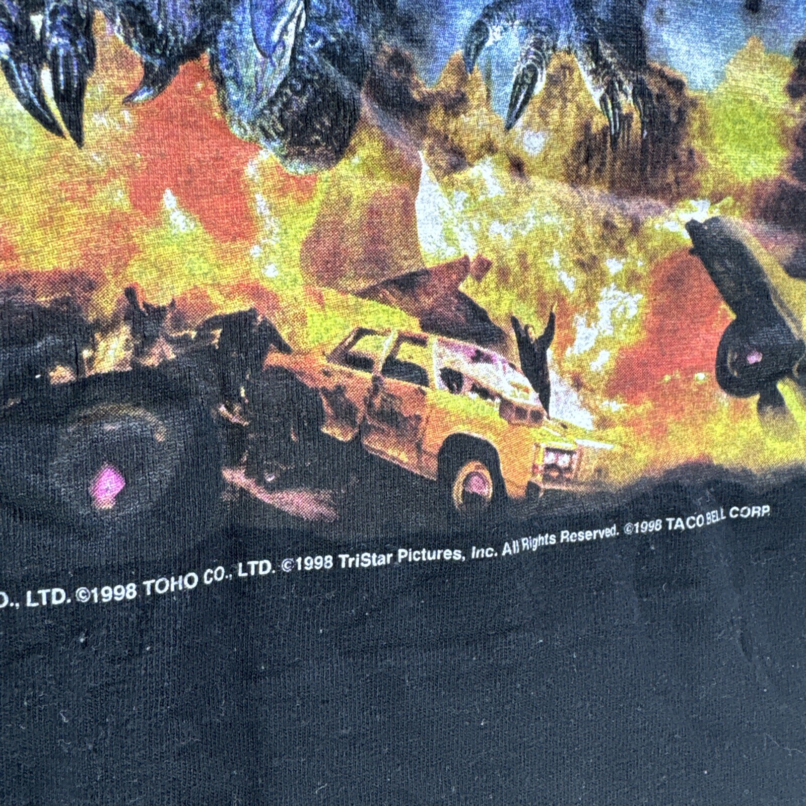 GODZILLA HAILS A CAB VINTAGE SHIRT XL ROYAL AVALON SIZE DOES MATTER TACO BELL 98 image 9