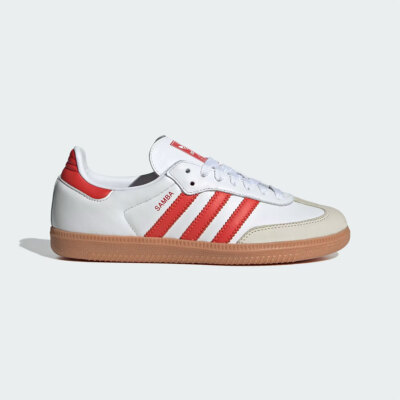 New Womens ADIDAS ORIGINALS SAMBA OG W IF6513 WHITE / RED  US W 5 - 11 TAKSE