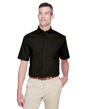 Harriton M500S Men's Easy Blend Short-Sleeve Twill Shirt With Stain-Release