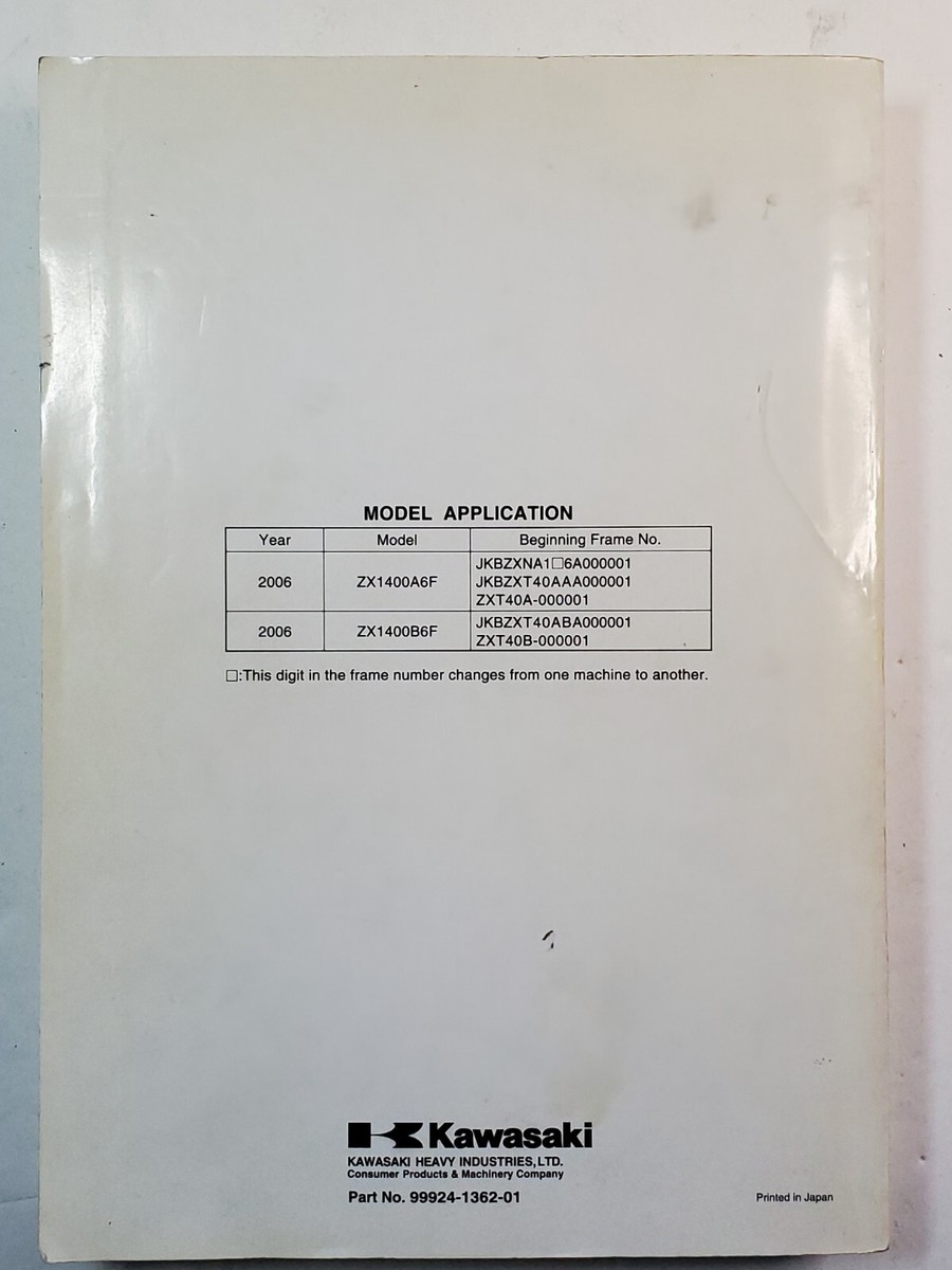 2006-2007 Kawasaki ZZR1400 Ninja ZX-14 Service Manual | 99924-1362