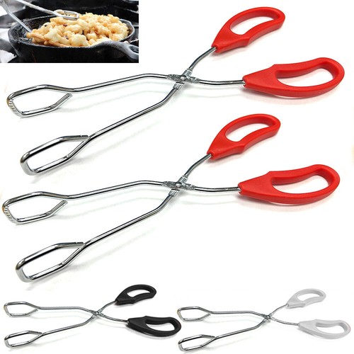 10in Stainless Steel Kitchen Scissor Tongs Non Slip Grip BBQ Grill Cook Set Of 2