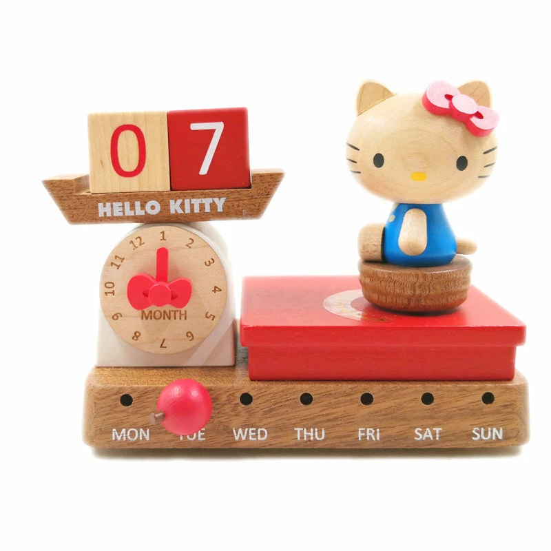 Hello Kitty Healthy Scale Weight Perpetual Calendar Wood Toy Gadget Music  Box