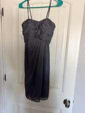 Davids Bridal Prom Pref Wedding Short Dress Sleeveless 4 Pewter