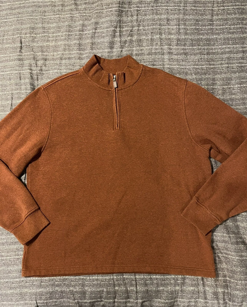 George Mens Large Burnt Orange 1 4 Zip High Neck Pullover Sweatshirt