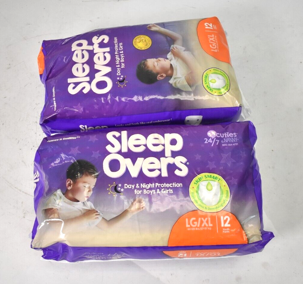 Lot of 2 SleepOvers By Cuties Disposable Youth Pants Large/XL 12/Pack