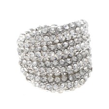 Silver Tone Stretch Metal Ring With Crystal Rhinestone R1251-SCL