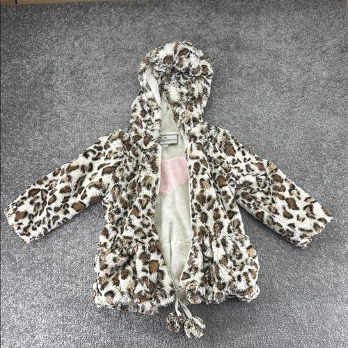 American Widgeon Full Zip Leopard Cheetah Print Mädchen Kapuzenjacke 3T braun - Bild 2 von 8