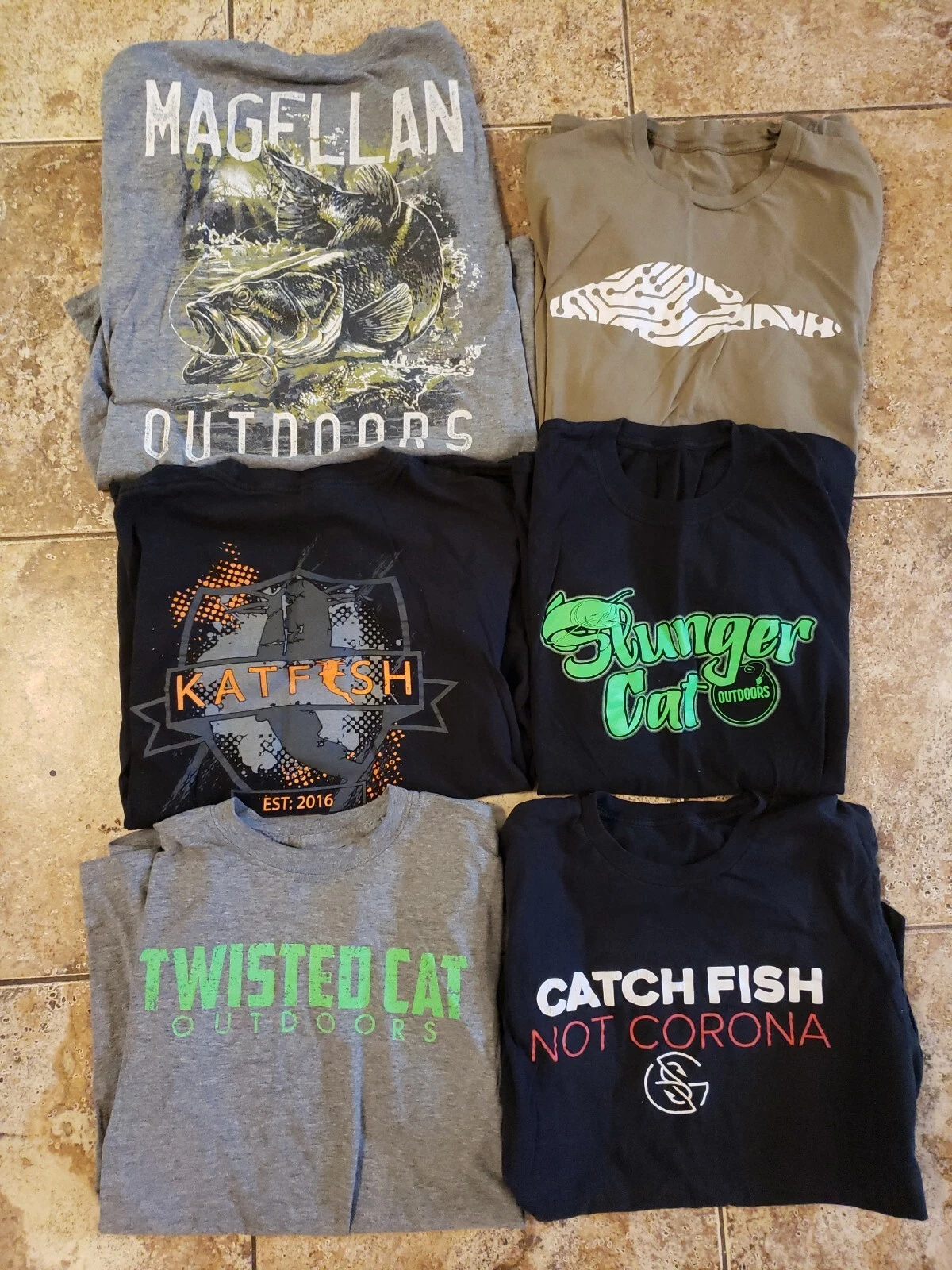 Fishing Shirt Lot Sz Large googan squad magellan katfish twisted cat