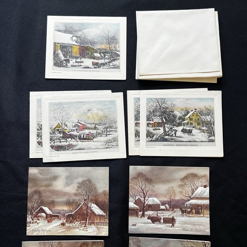 Box Currier & Ives Christmas 10 Cards W/ Envelopes by Sunshine Cards Vintage - Picture 4 of 7