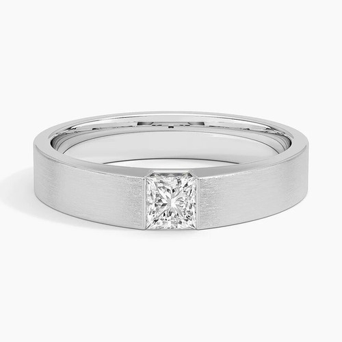 Lab-Created Princess Cut CVD Diamond Wedding Band For Men In Pure 10K ...