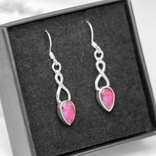 Red Ruby Gemstone 925 Sterling Silver Infinity Drop Dangle Earrings Jewellery