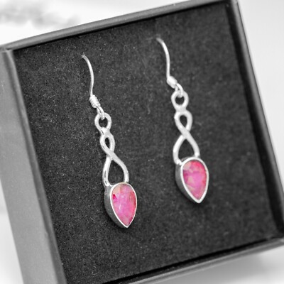 Roter Rubin Edelstein 925 Sterling Silber Unendlichkeit Ohrhänger Ohrringe Schmuck