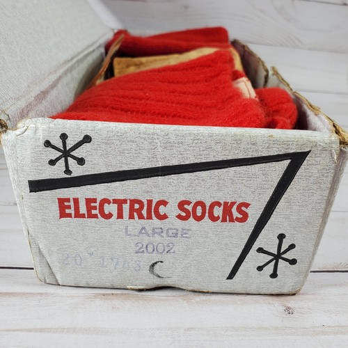Electric Socks Nywool Wigwam Vintage Warm Feet Original Box Hunt Camp Hike Large - Picture 3 of 12