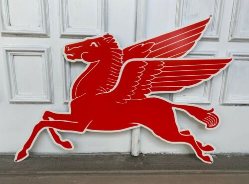 Mobil Gas Flying Red Horse Pegasus Metal Heavy Steel Sign Extra Large 35" Oil  - Afbeelding 1 van 5