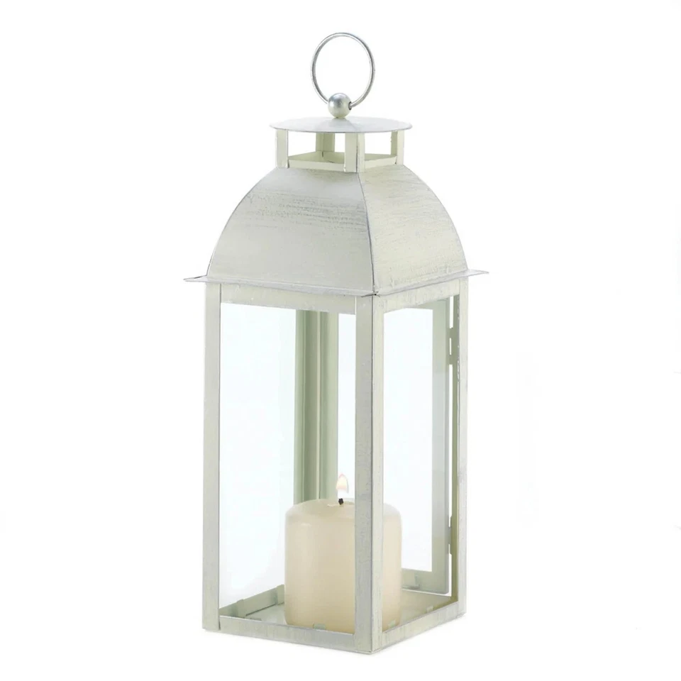 8 Pc Discount Wedding Lot Ivory White Candle Lantern Classic Distressed New 13"H - Image 3 of 4